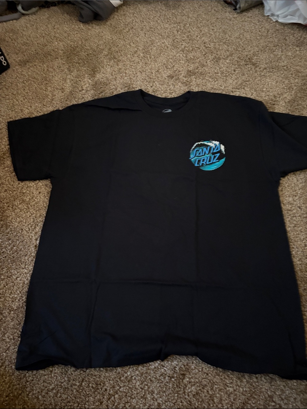 Santa Cruz Skateboards Black Tee with Blue Logo
